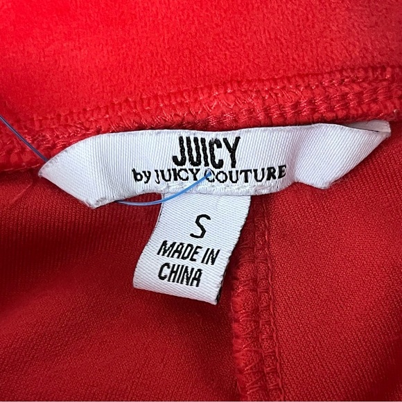 Juicy Couture Red Velour Track Pants S Gold Logo Y2K Retro Preppy Loungewear - Picture 6 of 8